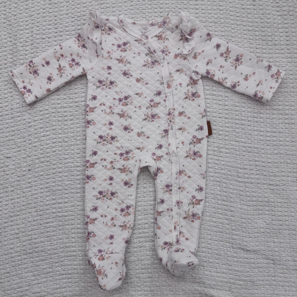 Lila and Jack Floral Button-Up Footie Pajamas